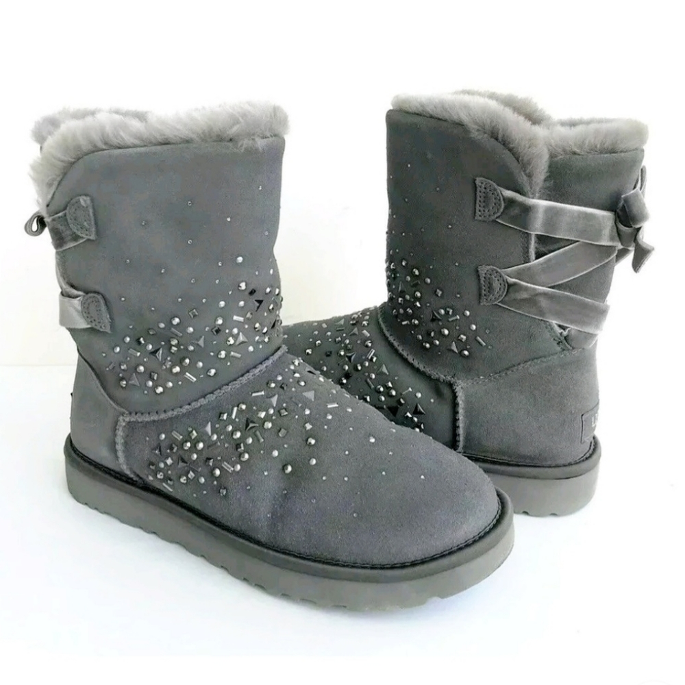 UGG Galaxy Bling Bow Gray Boots